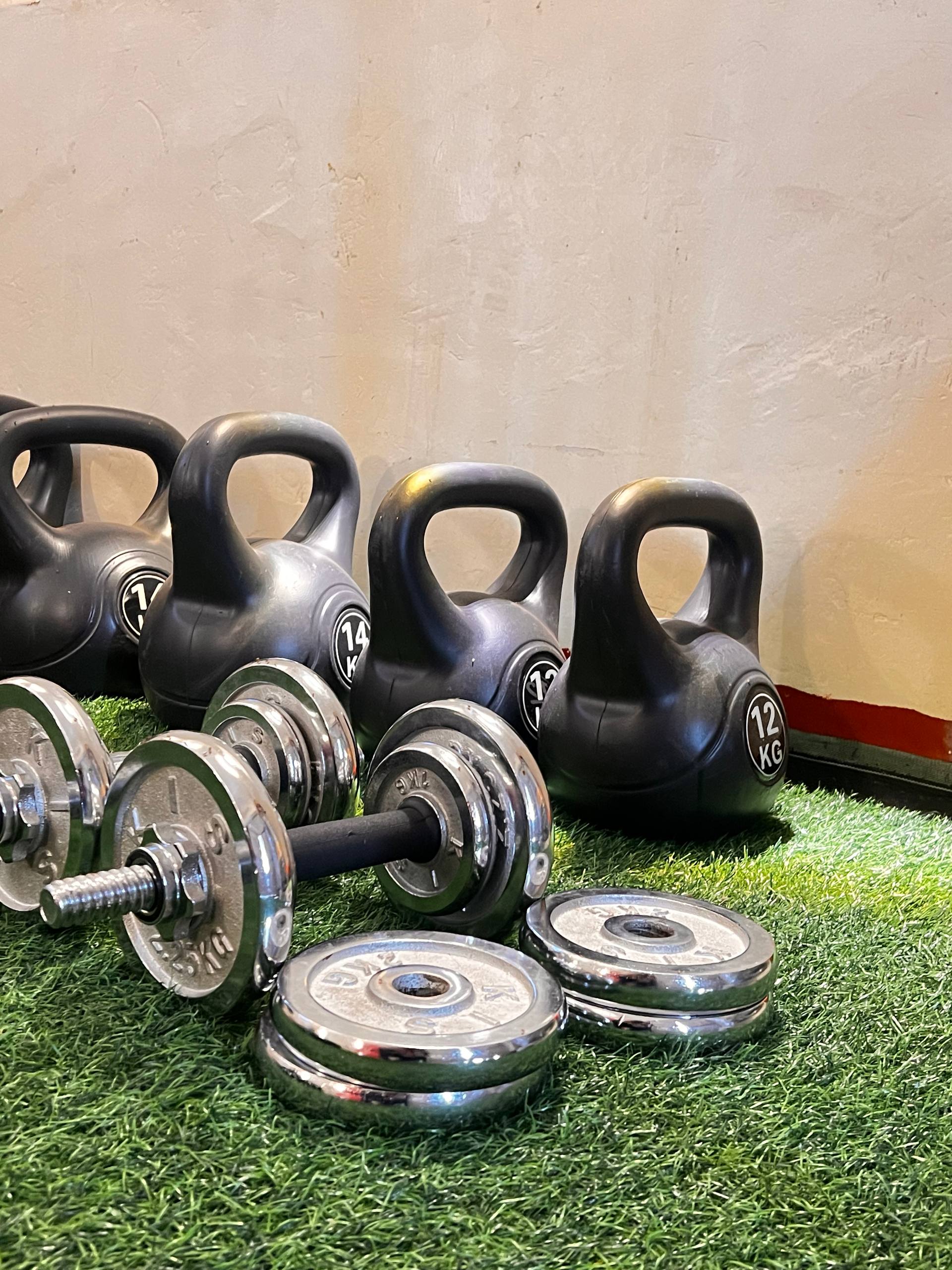 Kettlebells and weights in the Eden gym